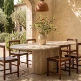 Sculptural Marble Dining Table with Wavy Pedestal Base