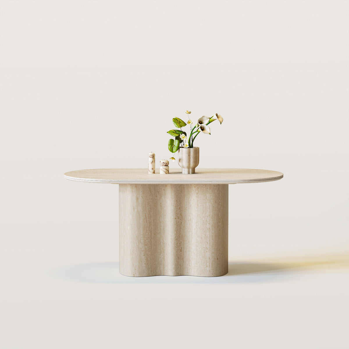 Sintered Stone Dining Table with Wavy Pedestal Base