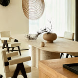 Sculptural Marble Dining Table with Wavy Pedestal Base
