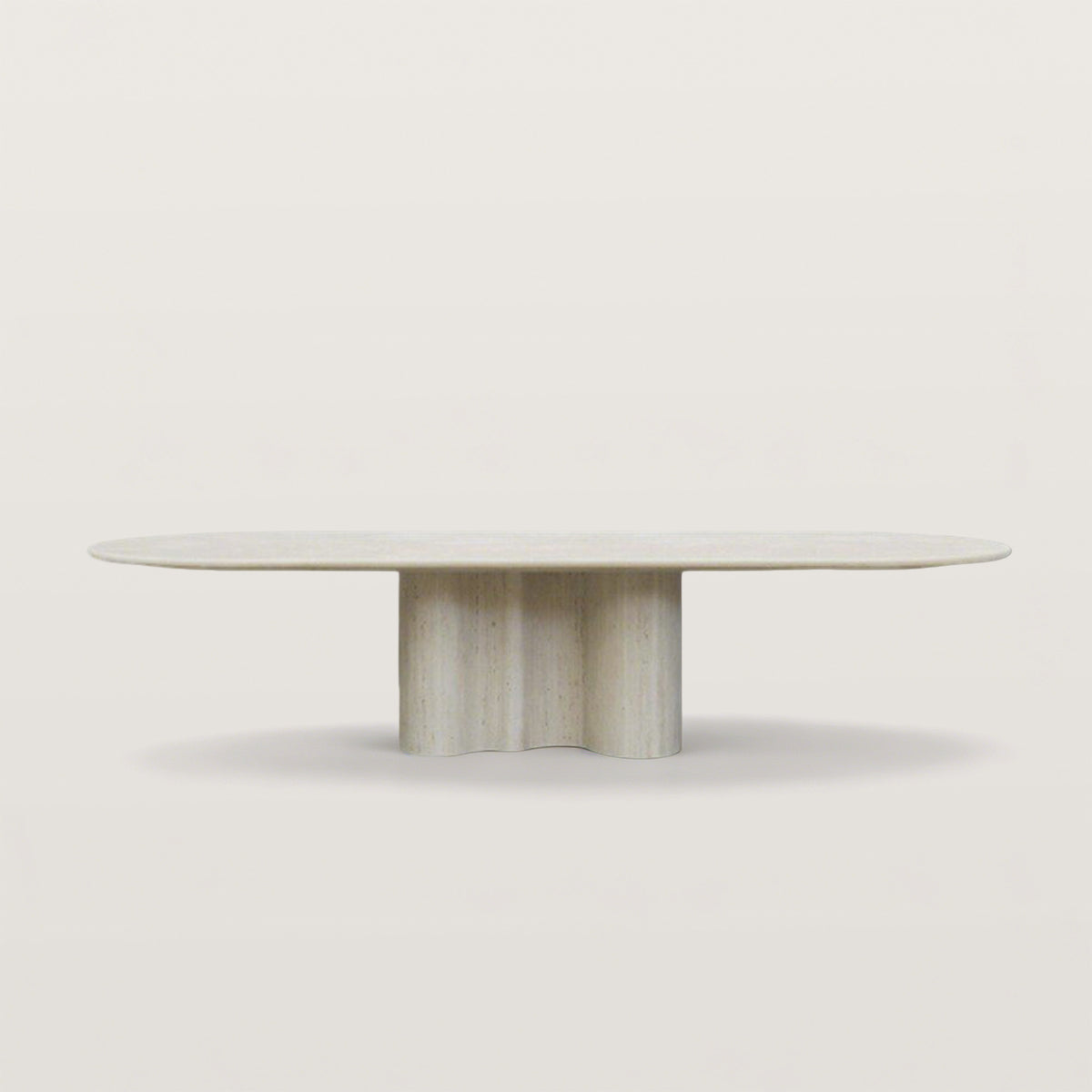 Sculptural Marble Dining Table with Wavy Pedestal Base