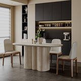 Sintered Stone Dining Table with Wavy Pedestal Base