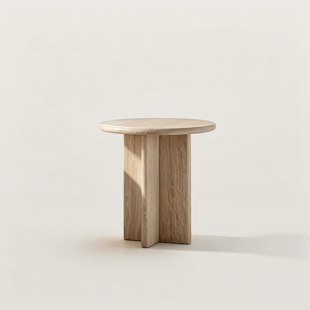 Natural Round Marble Coffee Table with Sculptural Pedestal Base