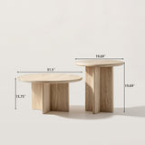 Natural Round Marble Coffee Table with Sculptural Pedestal Base