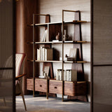 Luxury Wood Bookshelf with Premium Brass Accents