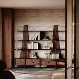 Luxury Wood Bookshelf with Premium Brass Accents