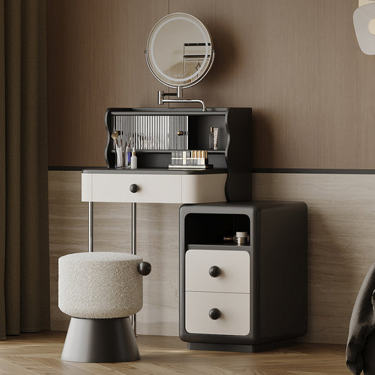 Makeup Vanity with Rotating Smart Mirror and Stainless Steel Frame