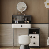 Makeup Vanity with Rotating Smart Mirror and Stainless Steel Frame