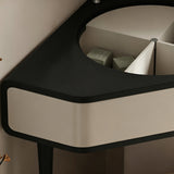 Corner Makeup Vanity with Rotating Storage and Side Drawers