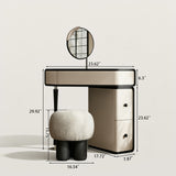 Corner Makeup Vanity with Rotating Storage and Side Drawers