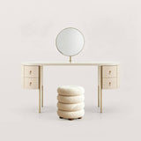 Modern Oval Makeup Vanity with Gold Metal Legs