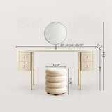 Modern Oval Makeup Vanity with Gold Metal Legs