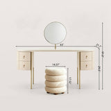 Modern Oval Makeup Vanity with Gold Metal Legs