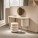 Modern Oval Makeup Vanity with Gold Metal Legs
