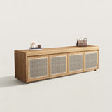 Entryway Rattan Shoe Cabinet with Flip-Top Shoe Changing Stool