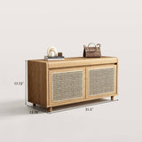 Entryway Rattan Shoe Cabinet with Flip-Top Shoe Changing Stool