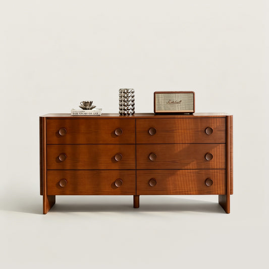 6-Drawer Wood Dresser Storage Cabinet with Vintage Style