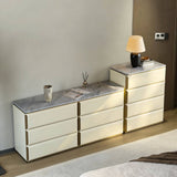 Cream Leather Storage Dresser Set with Sintered Stone Top