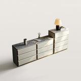 Cream Leather Storage Dresser Set with Sintered Stone Top