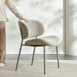 Fabric Upholstered Dining Chair with Curved Back and Metal Leg