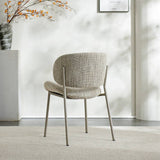 Fabric Upholstered Dining Chair with Curved Back and Metal Leg