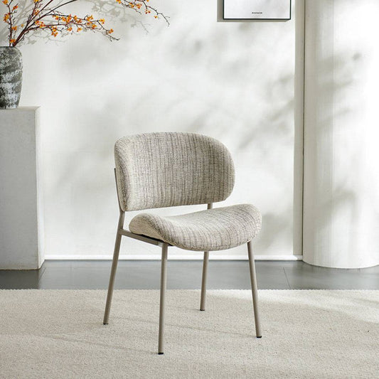 Fabric Upholstered Dining Chair with Curved Back and Metal Leg