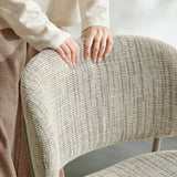 Fabric Upholstered Dining Chair with Curved Back and Metal Leg