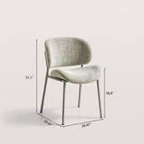 Fabric Upholstered Dining Chair with Curved Back and Metal Leg