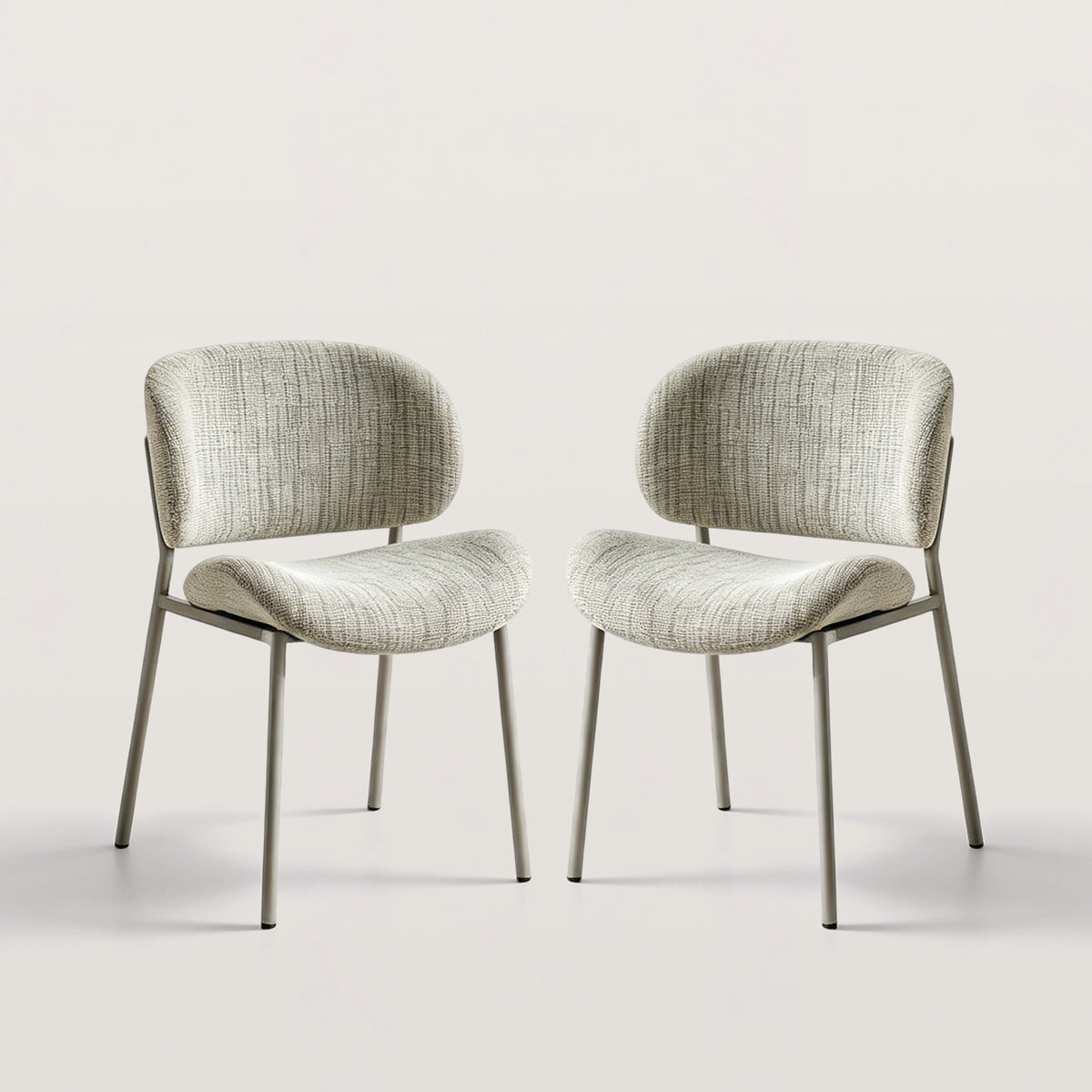 Fabric Upholstered Dining Chair with Curved Back and Metal Leg