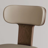 Leather Upholstered Wood Dining Chair with Gold Metal Inlay