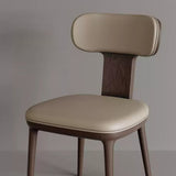Leather Upholstered Wood Dining Chair with Gold Metal Inlay