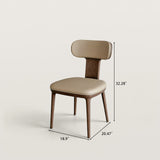 Leather Upholstered Wood Dining Chair with Gold Metal Inlay