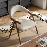 Curved Wood Dining Chair Armchair with Leather Cushion