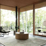 Oak Fluted Barrel Coffee Table with Texture for Living Room