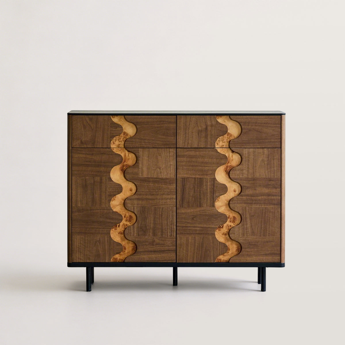 Entryway Shoe Cabinet with Textured Wavy Door and Adjustable Layer