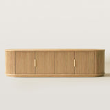 Oak Fluted TV Stand with Natural Grain and Sculptural Detail