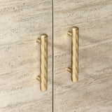 Travertine-Textured Bar Cabinet with Brass cabinet pull