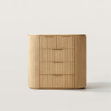 Oak 5-Drawer Curved Dresser with Soft-Close Drawers