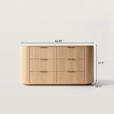 Oak 6-Drawer Cueved Dresser with Soft-Close Drawers