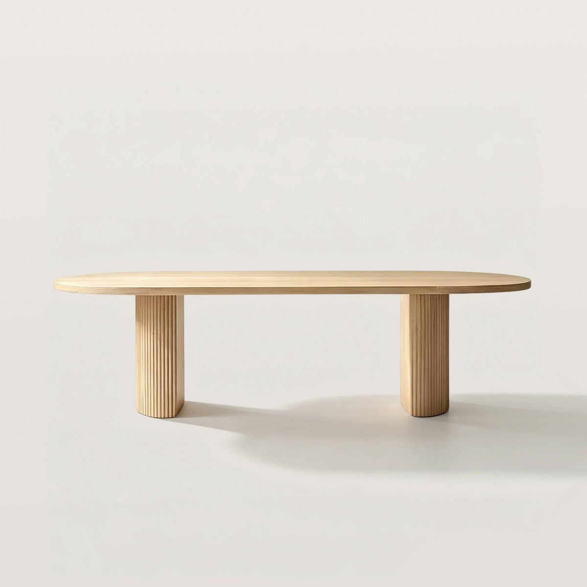 Oak Oval Dining Table with Vertical Fluted Base for 4-10 People
