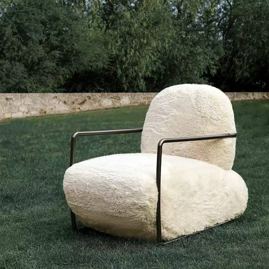 Cloud Furry Armchair Accent Chair with Sturdy Metal Frame