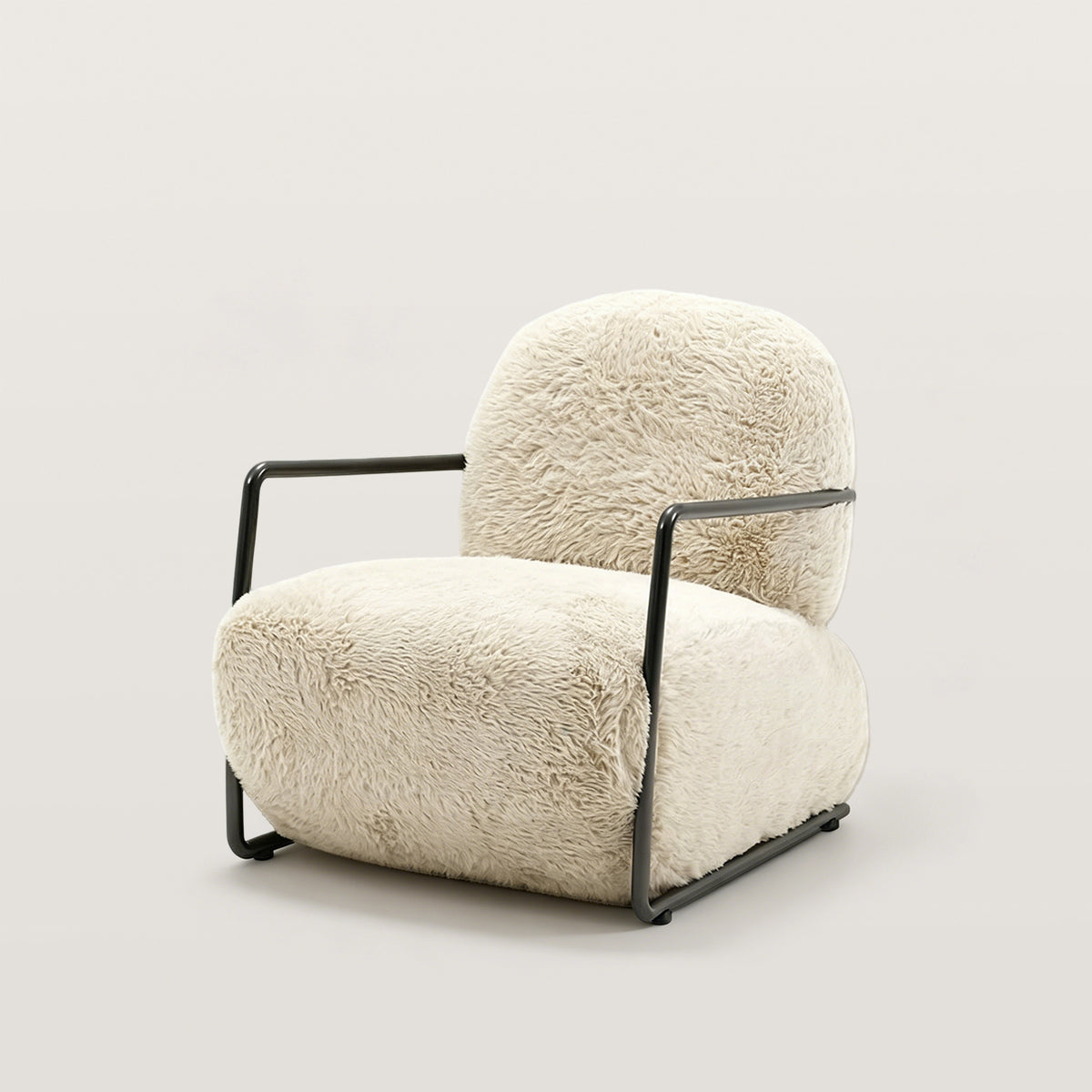 Cloud Furry Armchair Accent Chair with Sturdy Metal Frame