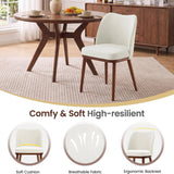 Modern Curved Wingback Dining Chairs with Wood Legs