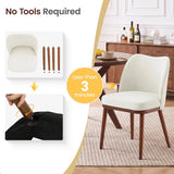 Modern Curved Wingback Dining Chairs with Wood Legs