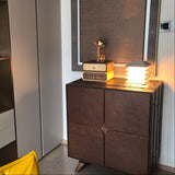 Vintage Side Storage Cabinet with 3 Leather Drawers