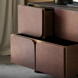 Vintage Side Storage Cabinet with 3 Leather Drawers