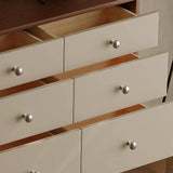 Mid-Century Wood Dresser Chest of Drawers with Metal Handles