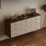 Mid-Century Wood Dresser Chest of Drawers with Metal Handles