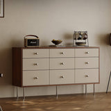Mid-Century Wood Dresser Chest of Drawers with Metal Handles