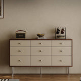 Mid-Century Wood Dresser Chest of Drawers with Metal Handles