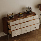 Mid-Century Wood Dresser Chest of Drawers with Metal Handles